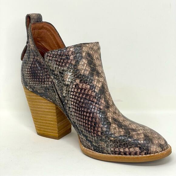 Jeffrey Campbell Snakeskin Open Sided Ankle Boots - Picture 2 of 10